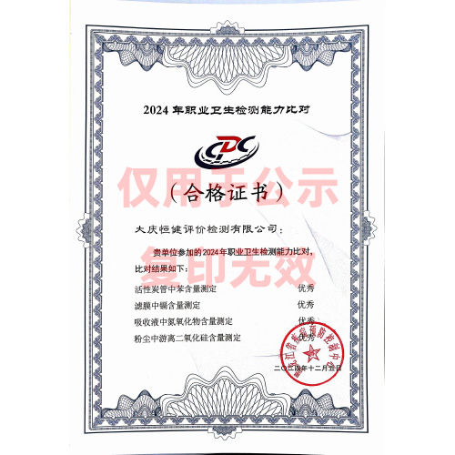 2024年職業(yè)衛(wèi)生檢測能力比對(duì)